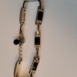 LIA SOPHIA Silver Tone Black Accents Bracelet